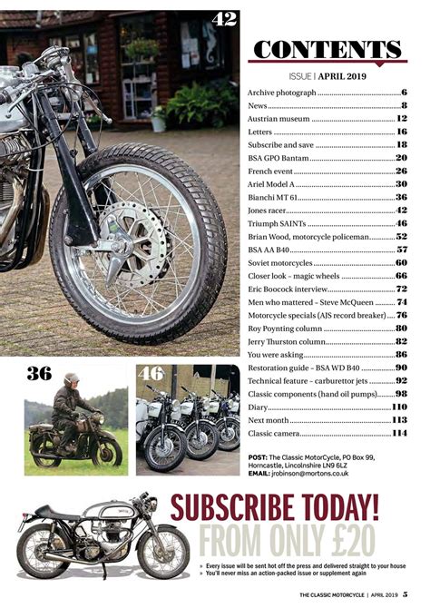 The Classic Motorcycle Magazine 46 4 April 2019 Subscriptions Pocketmags