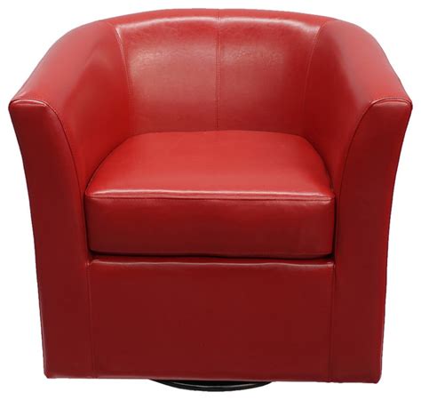They usually have a padded backrest and cushioned armrests that cradle the body. Corley Red Leather Swivel Club Chair - Contemporary ...