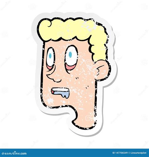 Retro Distressed Sticker Of A Cartoon Staring Man Drooling Stock Vector