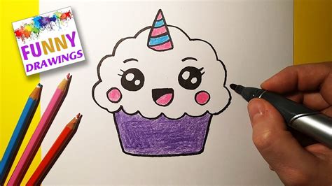 How To Draw A Cute Unicorn Cupcake Very Easy And Kawaii