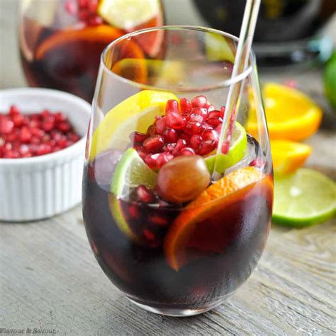 Easy Pomegranate Sangria With Citrus Fruit Flavour And Savour