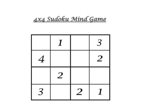 4x4 Sudoku Printable