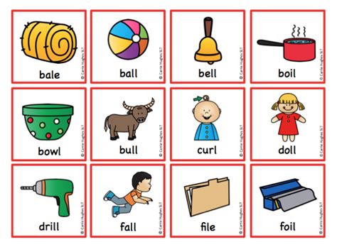 Word Final L Picture And Word Cards Carrie Hughes Slt