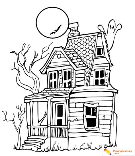 Halloween House Coloring Page 02 Free Halloween House Coloring Page