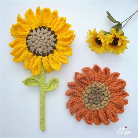 Crochet Sunflower Amigurumi Flower Wand Free Pattern Ami Amour