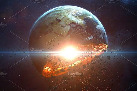 Apocalyptic Background Planet Earth Exploding Armageddon Illustration