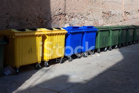 Plastic Big Trash Recycling Bins On The Street Stock Photo Royalty