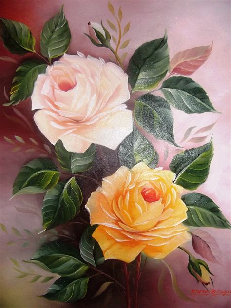 Pintura De Rosas A óleo Sobre Tela