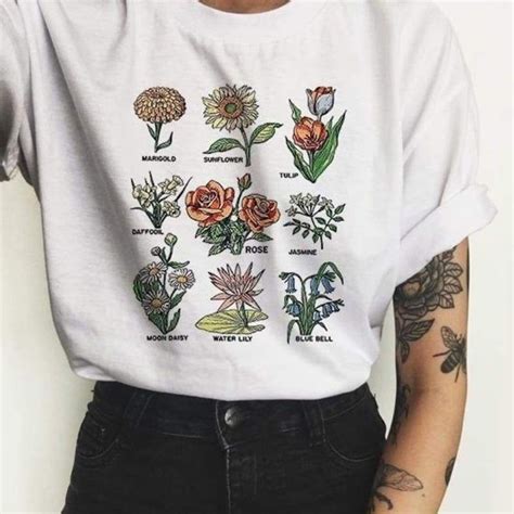 Wild Flower Graphic Tees Women Shirts Short Sleeve T Shirt O Neck Tops