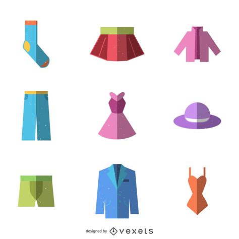 Flat Clothes Icon Set Vector Download
