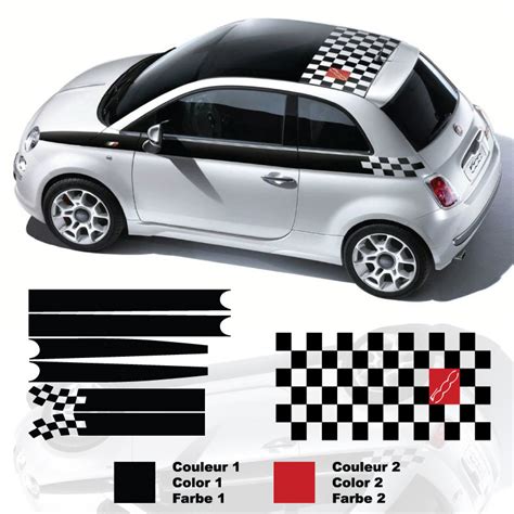 Kit Stickers Autocollants Bandes And Toit Fiat 500 F1 Limited Edition