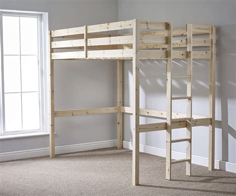 3.5 ft of space between top and bottom allows teens + adults to sit up comfortably. Memphis 4ft Small Double HEAVY DUTY Solid Pine HIGH SLEEPER Bunk Bed