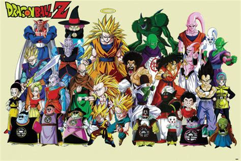 The dragon ball anime and manga franchise feature an ensemble cast of characters created by akira toriyama. Dragon Ball Z Characters 24x36 Poster Print Anime Super ...