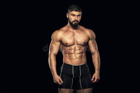 Strong Athletic Man Fitness Model Torso Showing Six Pack Abs Isolated