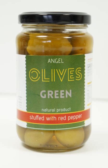 Green Olives Stuffed With Red Pepper Glass Jar Dragonas Bros Sa