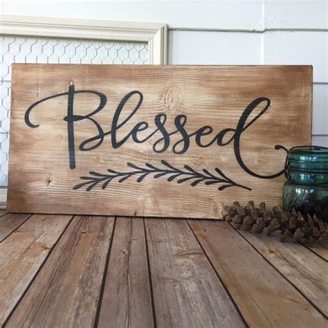 Wooden Sign Blessed Home Decor Wall Hanging Antique