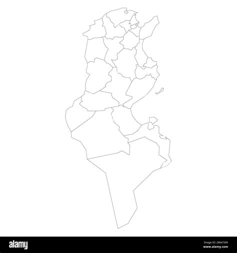 Tunisia Political Map Of Administrative Divisions Stock Vector Image