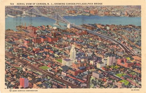 Aerial View Of Camden Nj Showing Camden Philadelphia Bridge 1938 Copy