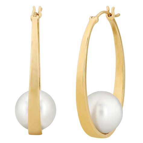 Tara Pearls White South Sea Cultured Pearl Hoop Earrings In Yellow Gold