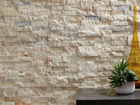 Roman Beige Splitface Travertine Panel Ledger Stone Accent Walls