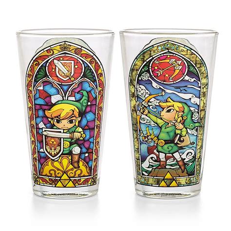 The Legend Of Zelda Stained Glass Is Shown In Two Different Colors And