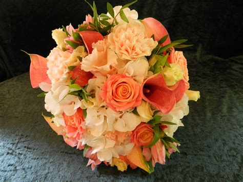 Sandras Flower Studio Peach Wedding Bouquets