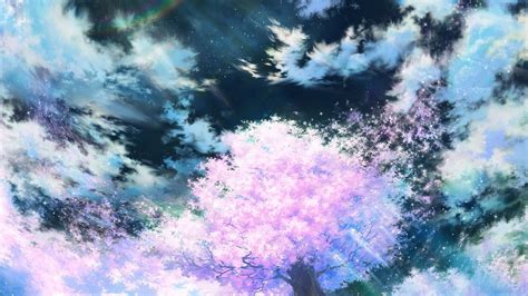 Download Wallpaper 2048x1152 Sakura Art Sky Anime Pink Ultrawide Monitor Hd Background