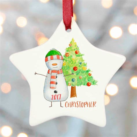 Personalised Christmas Decoration Snowman By Christening Gifts by Rose