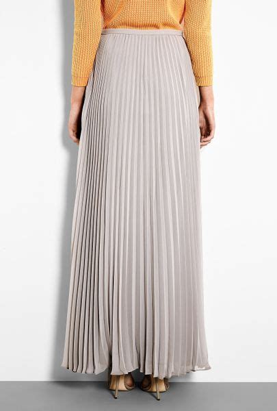 Halston Heritage Grey Pleated Maxi Skirt In Gray Grey Lyst