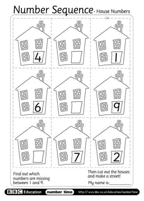 Bbc Numbertime Print And Do Sequence House Numbers
