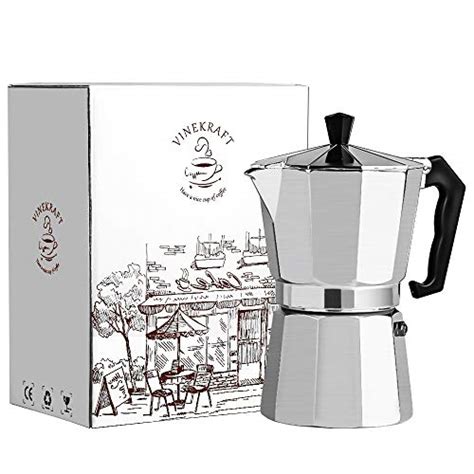 Vinekraft Moka Pot Espresso Maker ‎aluminium Stovetop Coffee Maker 6