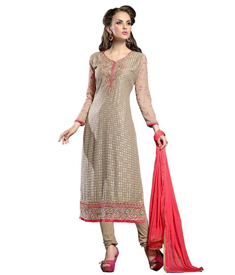 We Desi Gray Faux Georgette Unstitched Dress Material Buy We Desi