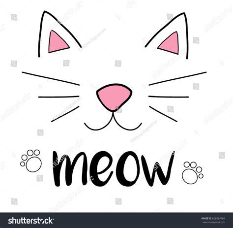 Cat Meow Vector Illustration Drawing Writing Stock Vector