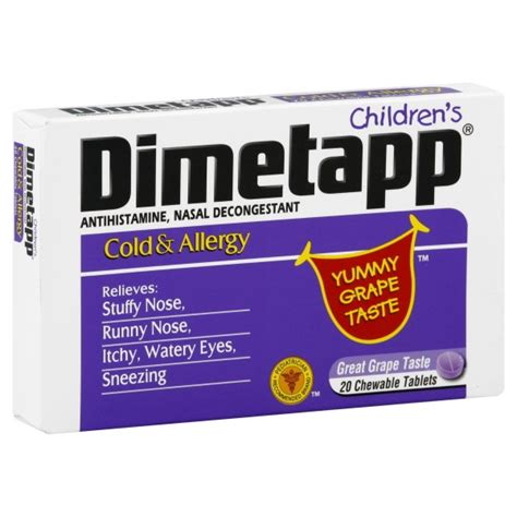 Dimetapp Childrens Cold And Allergy Decongestant Grape Chewable Tablets