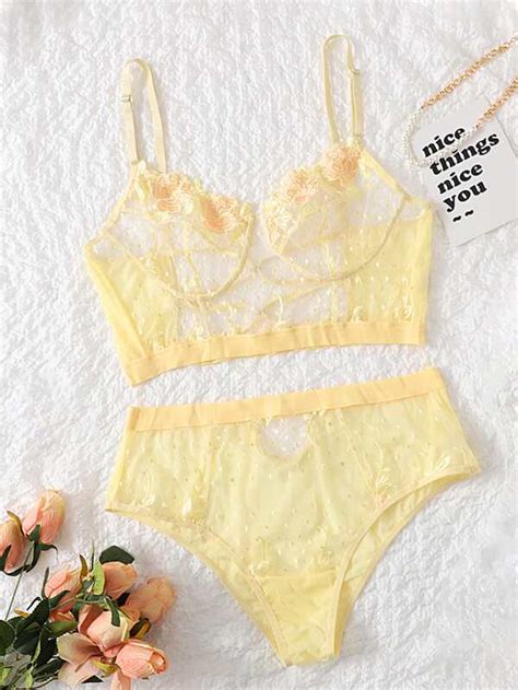 Is That The New Plus Embroidery Sheer Mesh Lingerie Set Romwe Usa