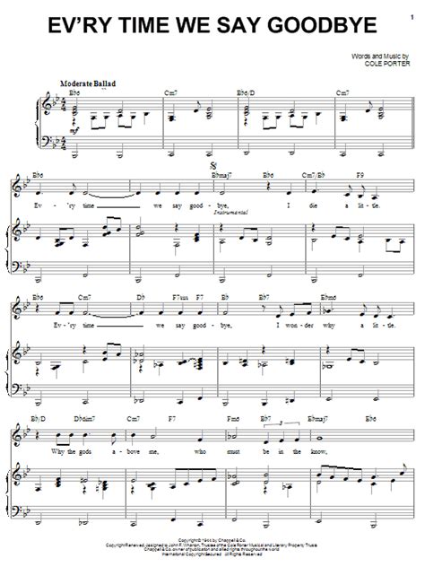 Evry Time We Say Goodbye Sheet Music By Ella Fitzgerald Piano Vocal