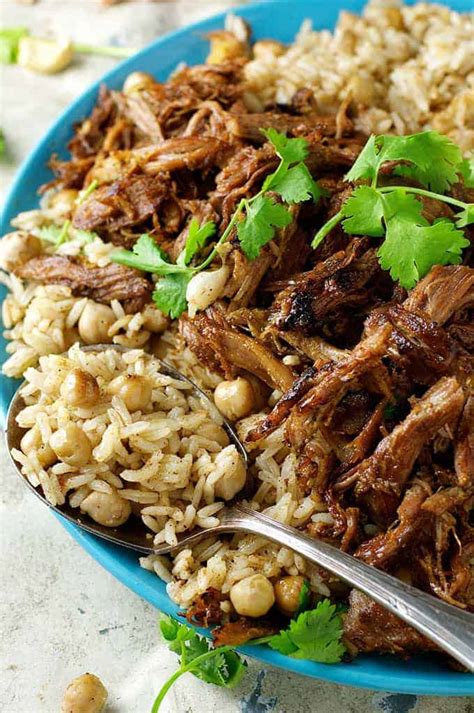 Off heat, remove lid, and sprinkle dried fruit over rice (do not mix in). Middle Eastern Shredded Lamb with Chickpea Pilaf (Rice ...