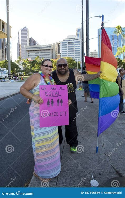 Political Rally For Marriage Equality At The Hawaii State Capital Editorial Stock Image Image