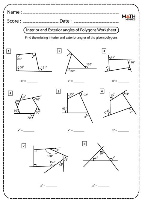 Angle Measures In Polygons Worksheet