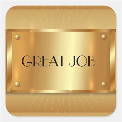 Great Job Gold Medal Custom Square Sticker
