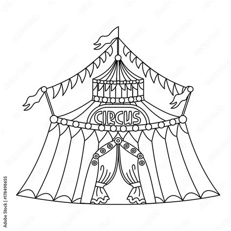 Vector Black And White Big Top Circus Tent Stock Vector Adobe Stock