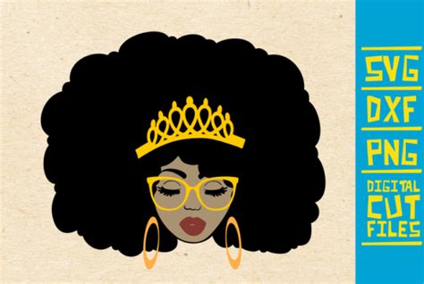 Black Woman Afro Queen Svg