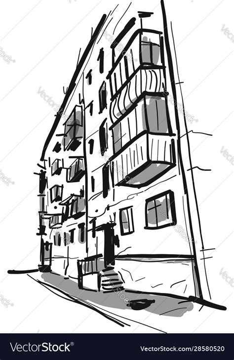 Old Apartment House Sketch For Your Design Vector Image