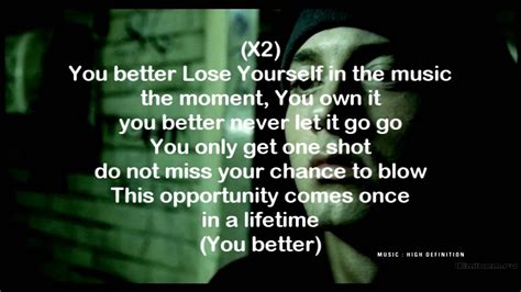 Eminem Lose Yourself Lyrics Hd Youtube