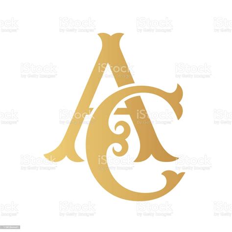 Golden Ac Monogram Isolated In White Stock Illustration Download