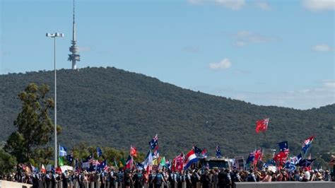 Thousands Of Demonstrators Gather In Canberra To Protest Government