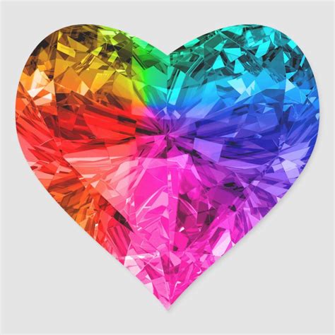 Rainbow Heart Gem Heart Sticker In 2021 Rainbow Heart