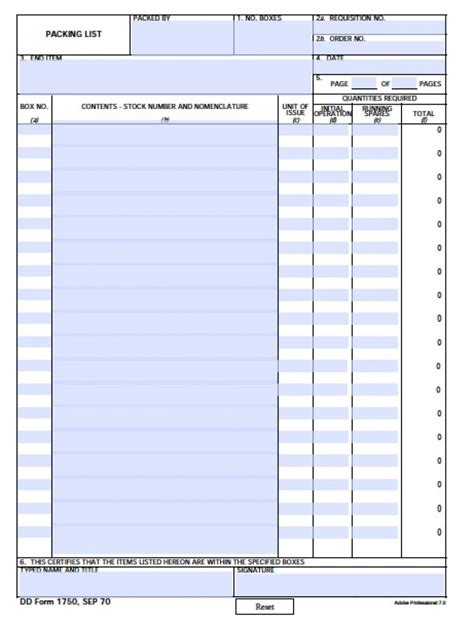 Download Fillable Dd Form 1750 Packing List Wikidownload