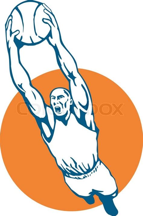 How to draw a basketball player dunking. Basketball player dunk ball | Stock vector | Colourbox