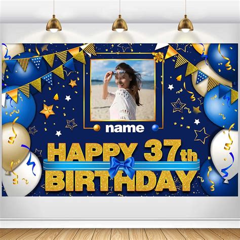 Custom Happy 37th Birthday Decorations Banner 37 Years